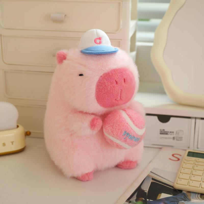 Snotty Bear Capybara Plush Toy: Cute Baseball Cap Keychain with Snap Bracelet
