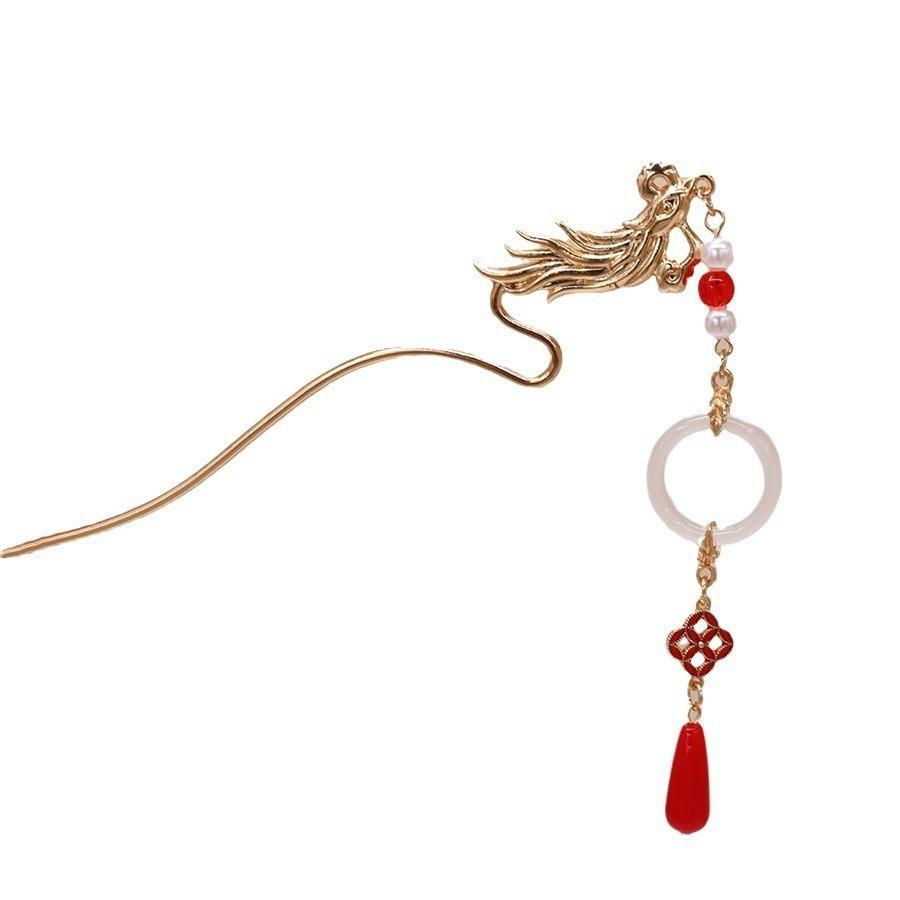 Dragon And Phoenix Step Shaking Tassel Hairpin Antique Sauvignon Blanc Hanfu Hairpin Horse Face Skirt Xiuhe Clothing Accessories