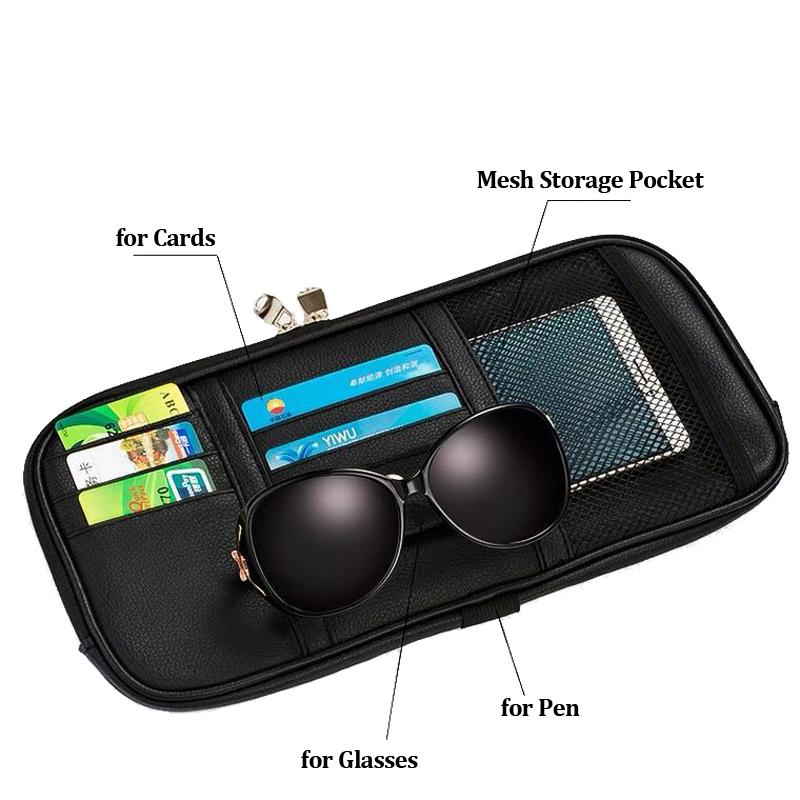 Car Sun Visor Card Sunglasses Holder Multifunction Point Pocket Organizer Storage Box Sunshade Bag Pouch Auto IC Card CD Holder