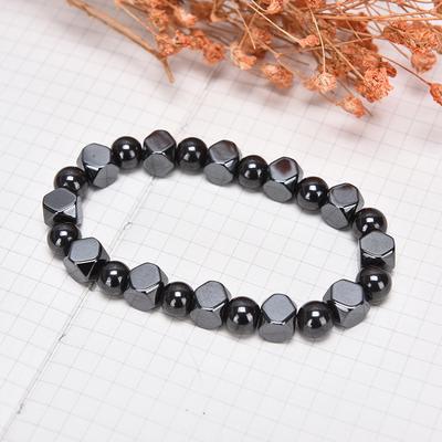 Magnetic Simple Geometric Black Gallstone Men'S Bracelet