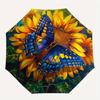 Butterfly Sunflower Themed Automatic Opening and Closing Umbrella Creative Design Umbrella, Portable Tri Fold Small Umbrella for Men and W