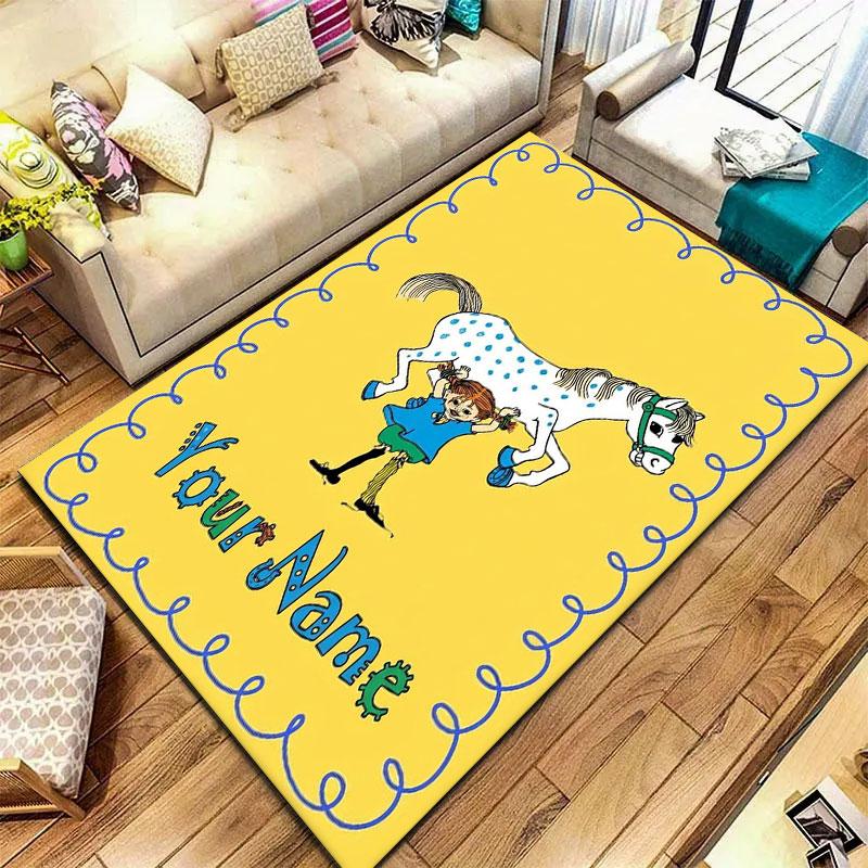 Pippi Longstocking Custom Name Carpet Rug for Living Room Bedroom Home Sofa Decoration,Kids play Non-slip Floor Mat