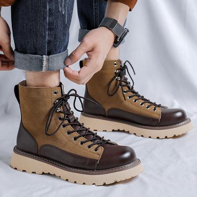 Estilo británico moda hombre botas de cuero originales zapatos de plataforma marrones trabajo de cowboy bota de trabajo al aire libre desierto tobillo botas hombres