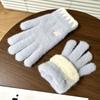 Plush Warm Full Finger Gloves Bow Embroidered Winter Knitted Gloves  Cold Weather Activities