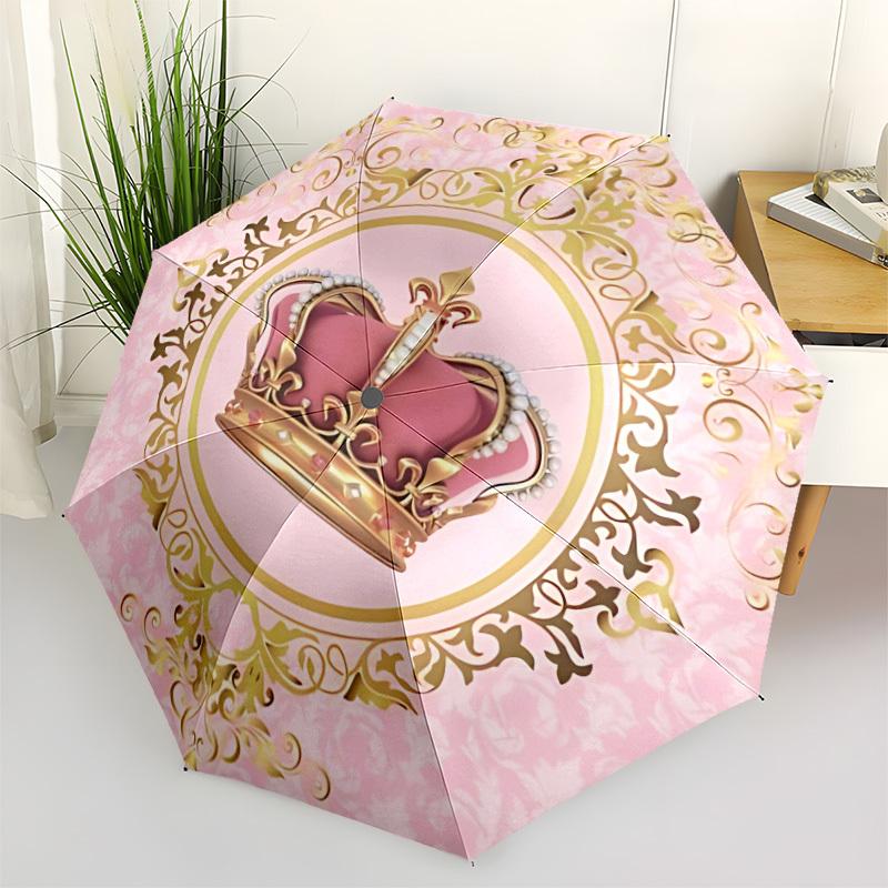 

1pc Crown Decorative Automatic Umbrella Portable Home Essential Umbrella, Iron Umbrella Structure Suitable for All Seasons yy251123118