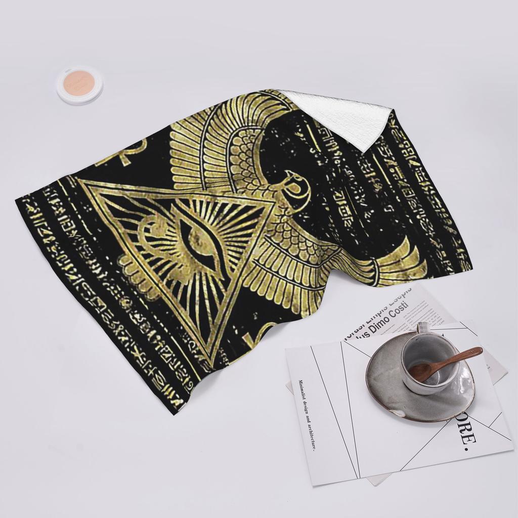 Egyptian Eye of Horus Wadjet Gold and Black Soft Face Towel Quick Dry Pool Bath Cotton Towels Absorbent Quick