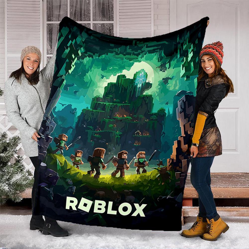 1pc Roblox Adventure Outdoor Flannel Blanket for Girls Soft, Lightweight Throw Perfect for Camping, and Gifting, Digital