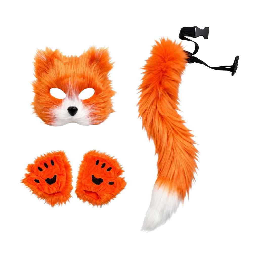 Furry Fox Costume Set for Halloween Cosplay and Themed Photoshoot with Adjustable Belt and Soft Tail for Men