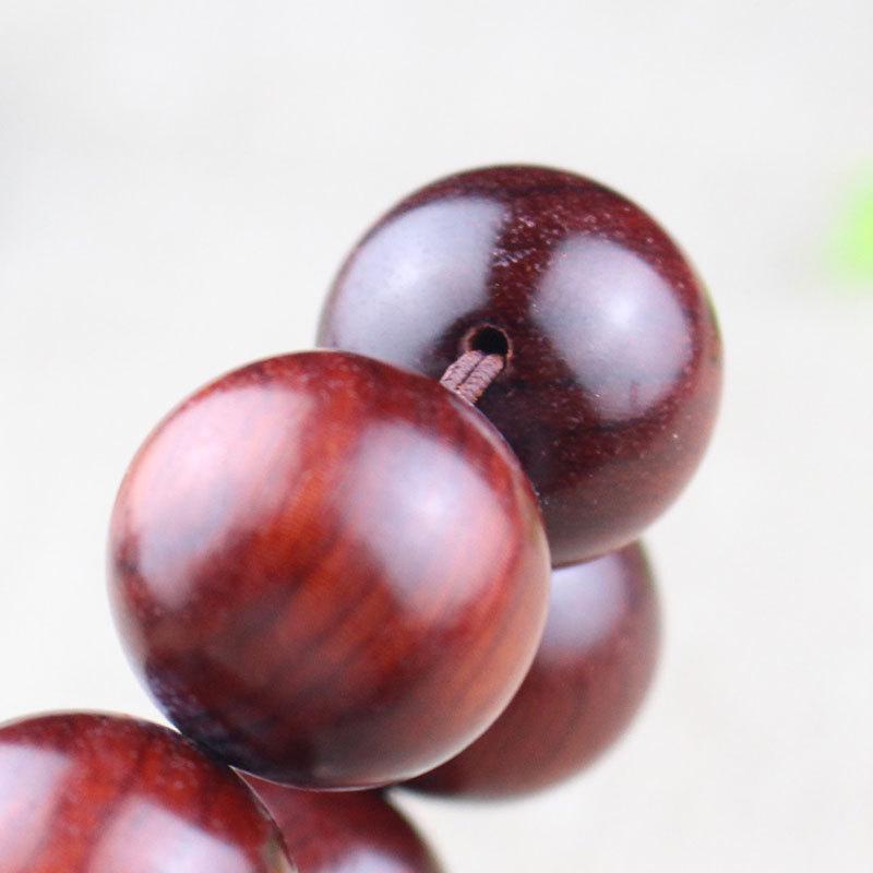 Purple Sandalwood Rhinoceros Horn Prayer Beads Bracelet with High Oil Content - 20 Red Wood Beads
