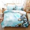 Cool MMORPG Collage Deco Online Chibi Classes Battle Scene Fantasy Game Merch 3PCS Bedding Duvet Cover + 2 Pillowcases Home Deco