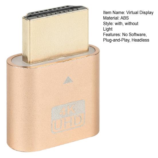 4K HDMI-compatible Dummy Plug Virtual Monitor Display Emulator Headless Virtual Display Adapter for Graphics Card Spoofing Camouflage Lock Screen