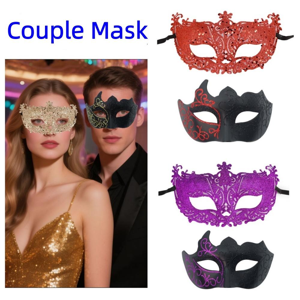 Painted Couple Masks Venetian Masquerade Party Mask Plastic Eye Mask Carnival Performance Party Dance Costume Cosplay Accessorie