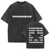 Oversize'owa koszulka z krótkim rękawem w stylu acid wash z nadrukiem graficznym zespołu Radiohead Vintage