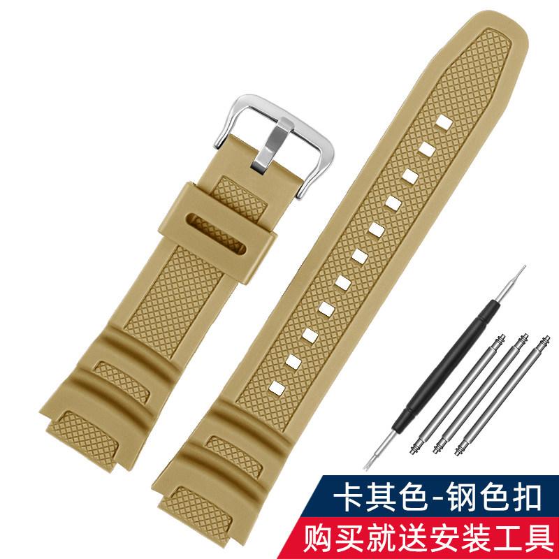 Gummi-Uhrenarmband für Casio AE-1200WH 1300WH 1000W W-216H SGW500 F-108WH Edelstahlschließe 18mm AE-1000W Mrn Uhrenarmband