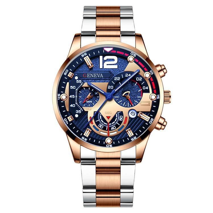

Men s Stainless Steel Business Wristwatch with Calendar and Quartz Movement