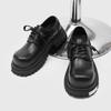 Casual men's lace-up big head glossy derby shoes metal thick-soled heightening shoes-J