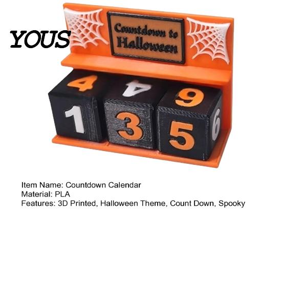 Halloween Decor Countdown Calendar Block, 3D Printed Advent Calendar, Spooky Daily Mantel Count Down to Table for Mantel, Tiered Tray Home Decoration