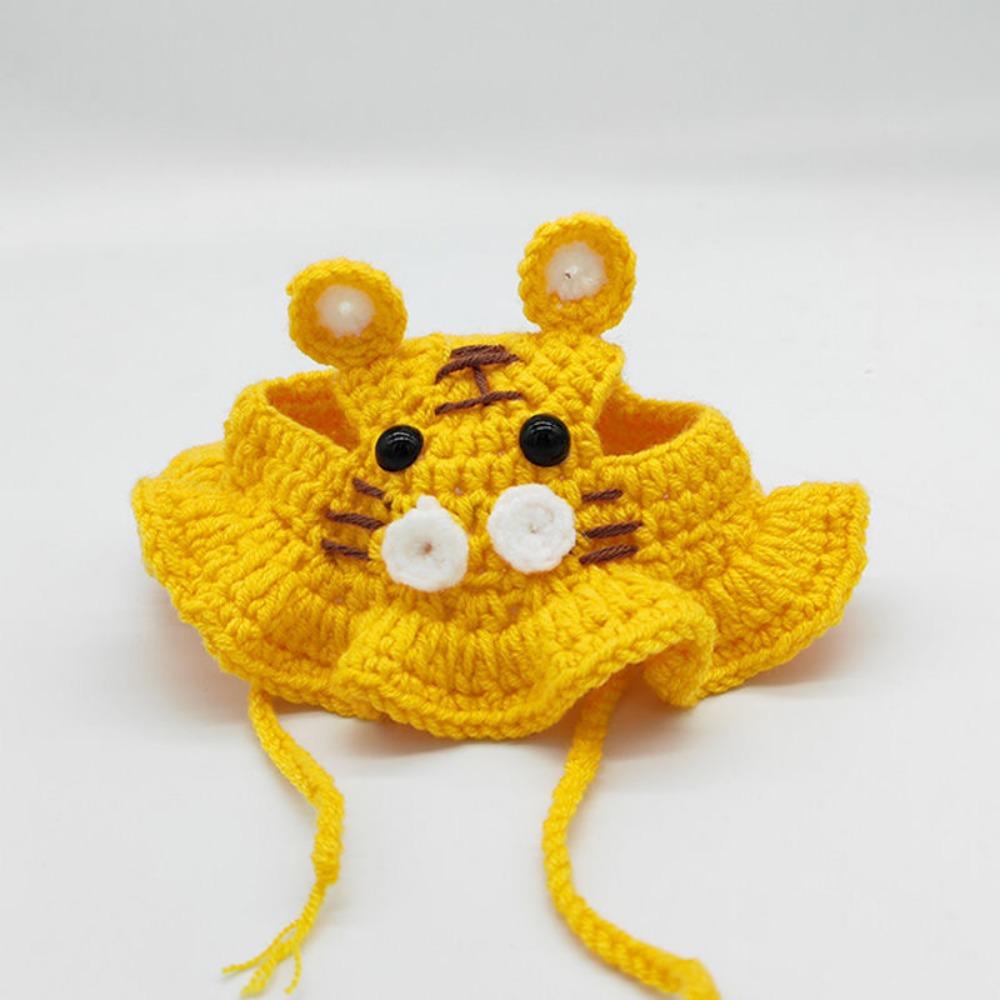 Cappello intrecciato a mano per animali domestici, simpatico cartone animato gatto cane, abbigliamento cappello decorazione, copricapo per animali domestici