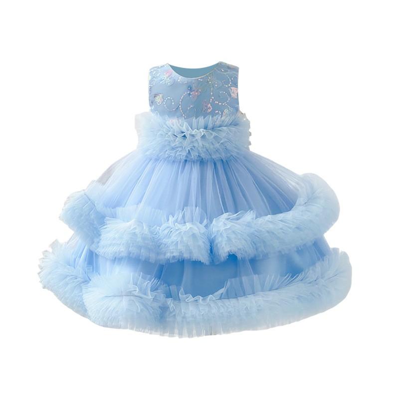 Girls Princess Tulle Dress Birthday Party Flower Girl Kids 3-8 Years