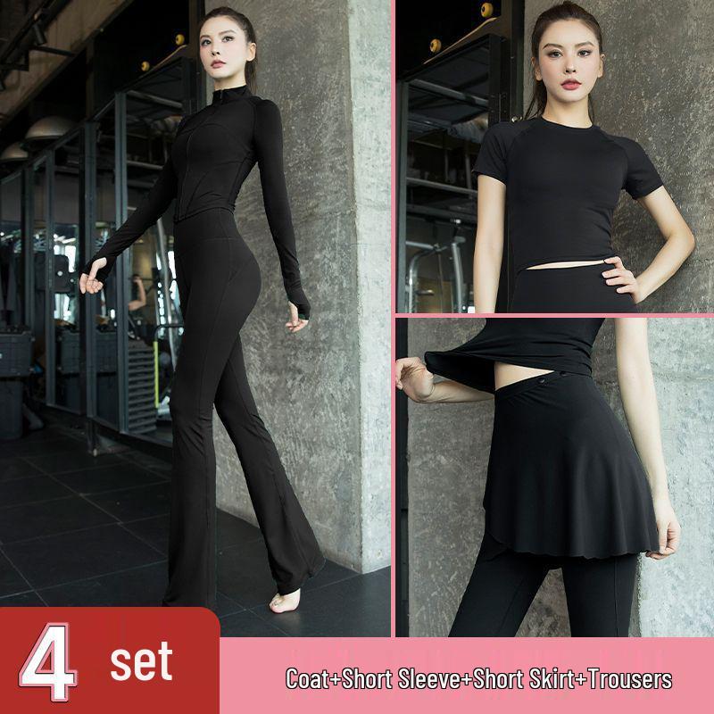Women's Morning Run Yoga Set: Hip-Covering Skirt & Slimming Flared Pants