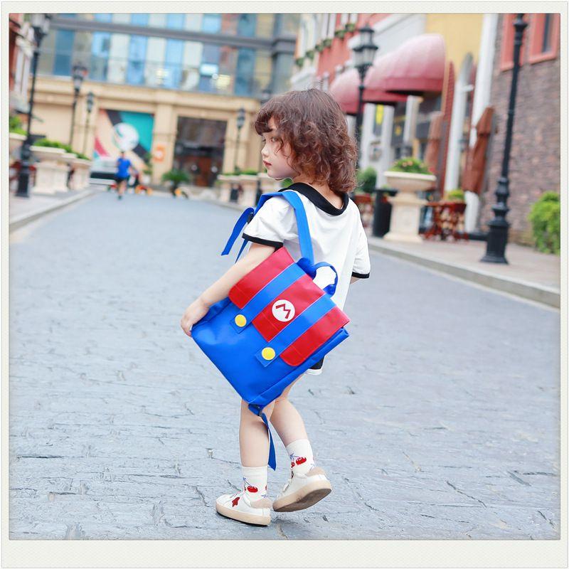 Mario Style Design Backpack For Kids And Fans Durable Canvas Material Breathable Shoulder Straps Multi-purpose Travel Bag