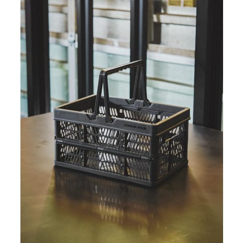 Gordon Miller Foldable Cargo Basket with Handles, Small, Dark Gray, 32112