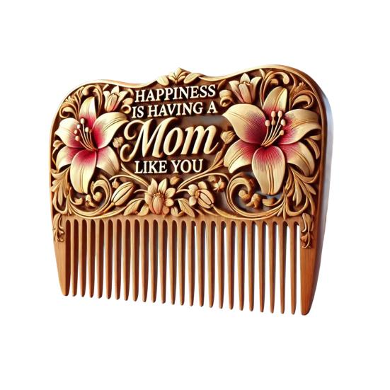 

Расческа ручной работы с цветком на День матери, антистатическая деревянная расческа, портативная для женщин, тонких, густых, коротких, длинных вьющихся волос, распутывающая и укладочная расческа B