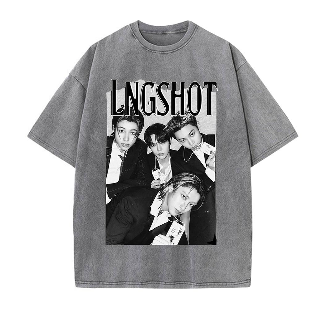 Vintage Washed Korean Kpop Lngshot T Shirt Men Women Clothing Fashion Hip Hop Short Sleeve Cotton Casual Tshirts Streetwear