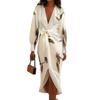 2025 European & American Women's V-neck Long Sleeve Lace-up Print Long Dress