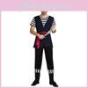 Elegant Black And White Striped Pirate Attire For Men Designed For Parties And Stage Performances