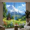 2pcs -Swiss snow-capped mountains print curtains, pole bag curtains, home decoration, room decoration