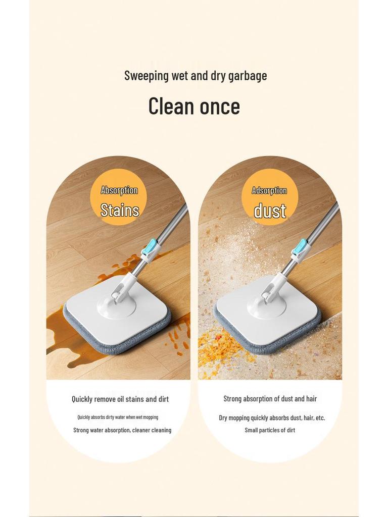 Hands-Free Mop with Clean and Dirty Water Separation - Rotating Household Cleaning Tool