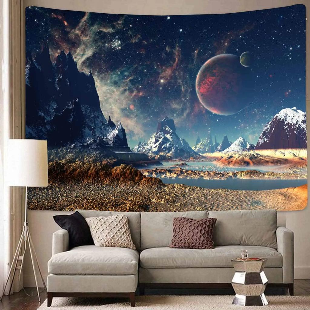 Cosmic Mountain Landscape Tapestry Alien Planet Wall Art Wall Flag - Pop Art Home Decoration Suitable For Bedroom