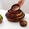 Acacia Wood Tray Round Solid Wood Bowl & Plate Home Use Cake & Dessert Serving Platter Solid Wood Bowl
