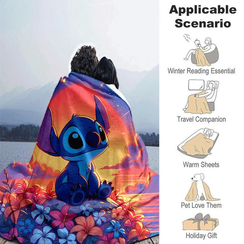 1pc Stitch Printing Blanket - Soft, All-Season Throw for Living Room, Bedroom,Travel