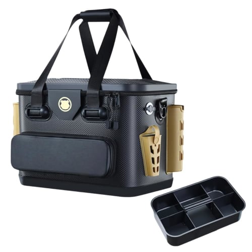 Sit-on tackle box with rod holder, tackle bag, fishing bucket, 45cm, with pliers holder, EVA material, fishing box, fishing bucket, 40L, multi-functio