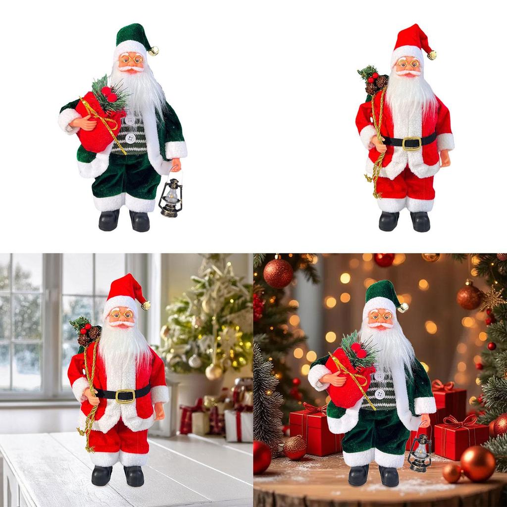13 inch Santa Claus Santa Christmas Doll Collectible Ornaments Standing Figurine Christmas Figurine for Holiday Home Festival