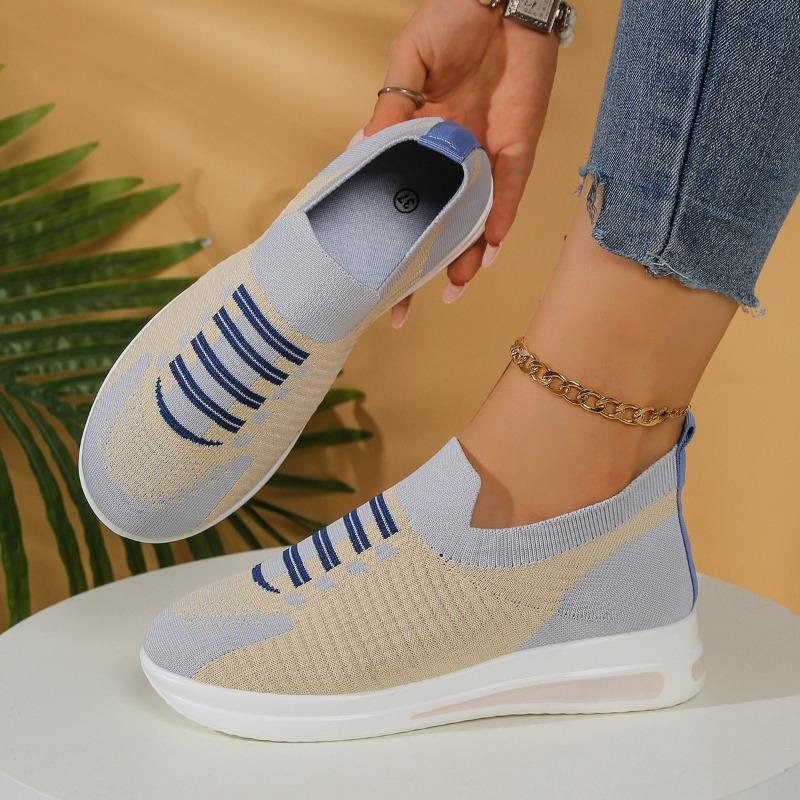

Autumn new large-size women s shoes fly-woven trend casual one-pedal mesh shoes 43