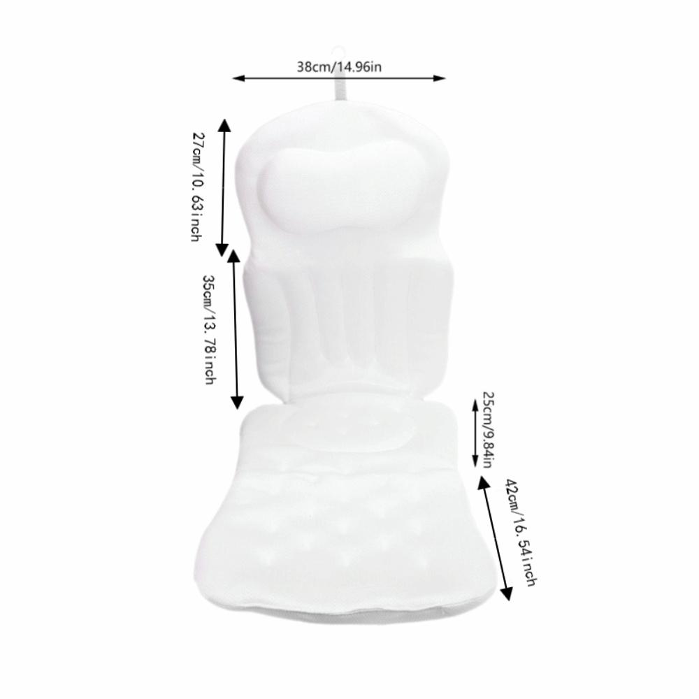 White Full Body Bath Pillow Polyester Bathtub Pillow Bathtub Cushion Head Neck Back Support