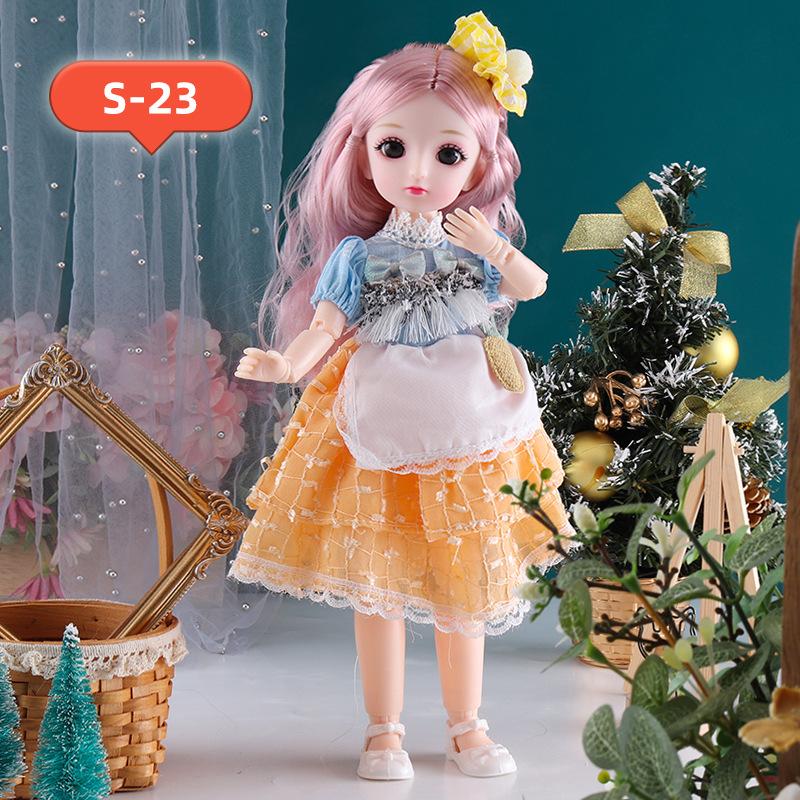 30CM Mini Movable 23Jointed Doll Girls Toy 3D Big Eyes BJD Princess Full Outfits Dresses Collection Childrens Doll Gift
