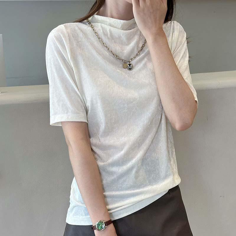 

Текстурный трикотажный свитер с полуворотником и короткими рукавами, тонкий, облегающий, модный свитер для ранней осени 3XL белый