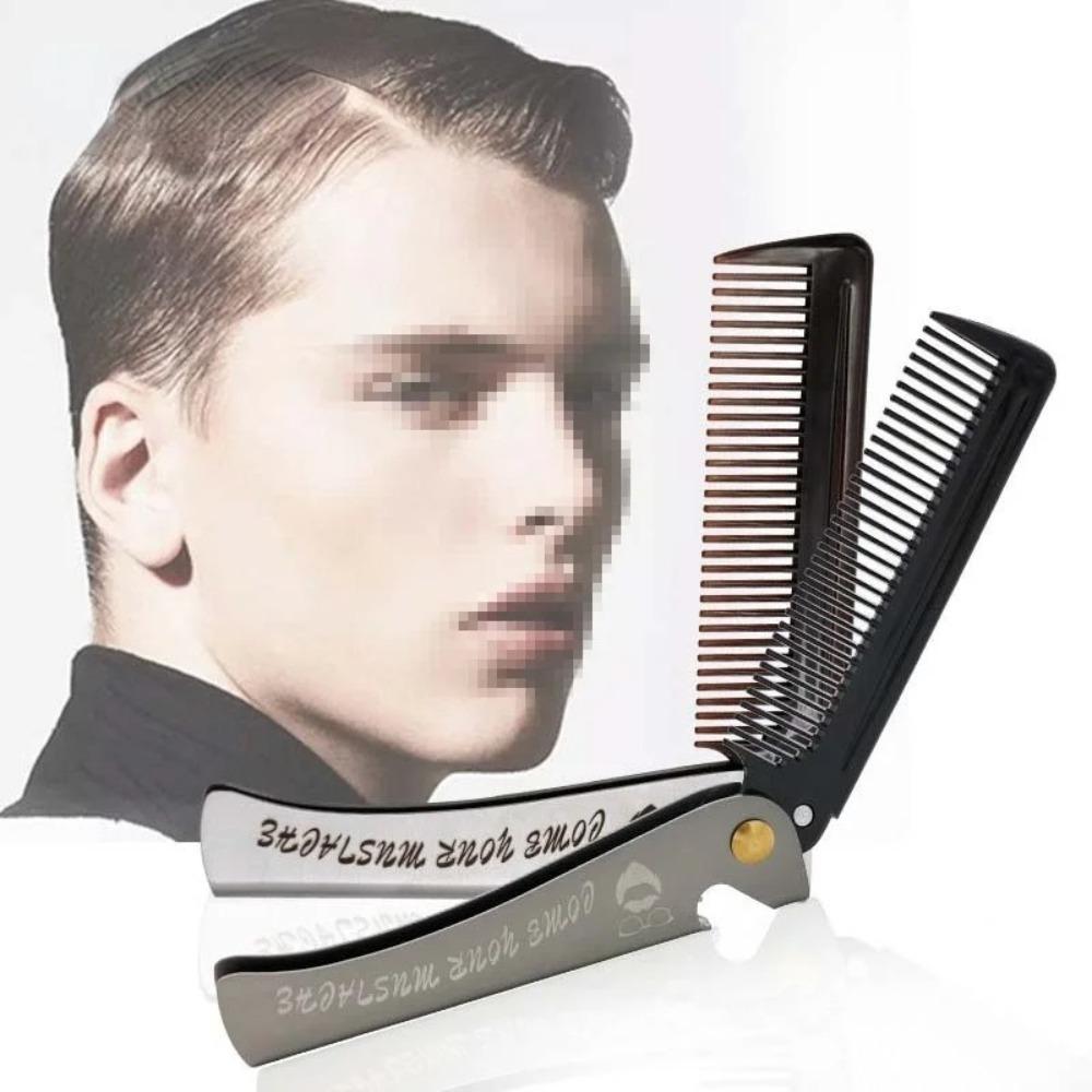 Gifts Portable Folding Stainless Steel Combs Men Oil Head Foldable Hair Comb Hair Styling Tools Mustache Comb