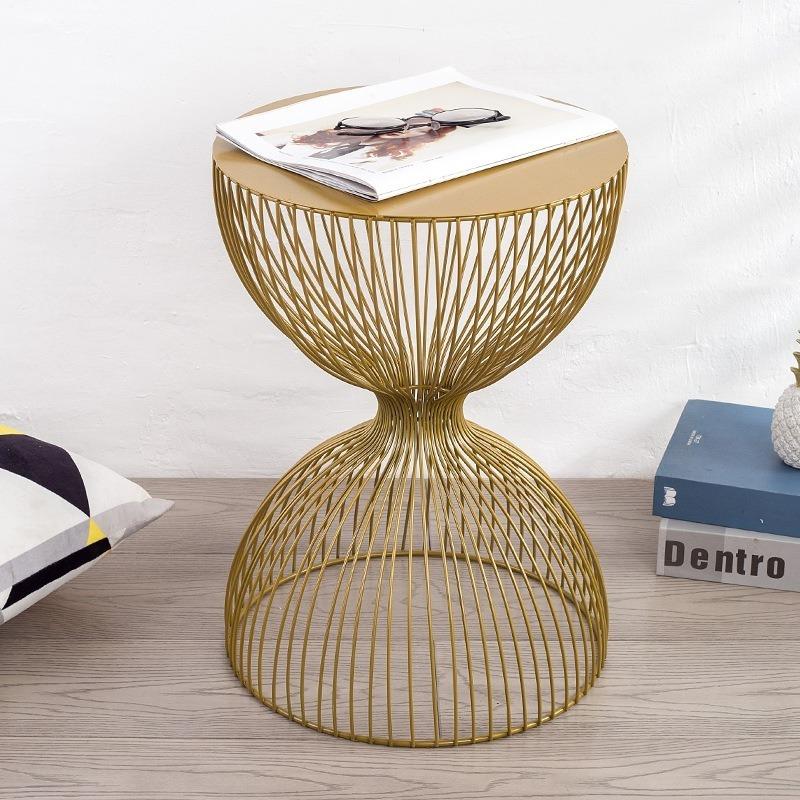 Light Luxury Wrought Iron Coffee Table Sofa Side Table Modern Minimalist Coffee Table Bedside Corner Table Living Room Balcony