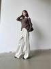 2025 Autumn/Winter Women's Off-White High-Waisted Retro Wide-Leg Jeans: Loose, Slimming, Floor-Length Straight-Leg Trousers.