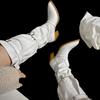 Cowhide Version~ European and American Spice Girls Style Pointed White Stacking Boots Western Cowboy Boots Women's Wide Knight Boots Long Boots