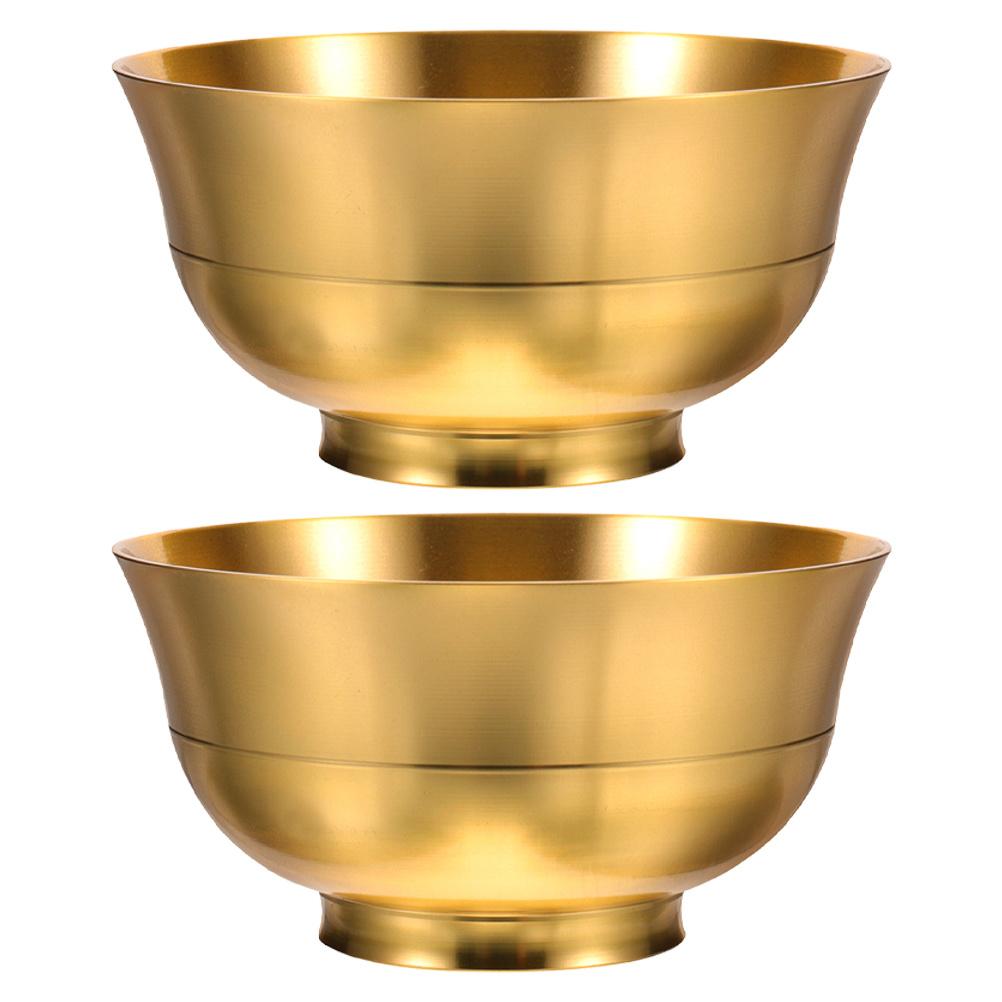 2 Stück Kupfer Messing Opferschale für Wasseropfer Tempel Heimdekor Vintage Buddhistisches Anbetungszubehör Meditationsschale
