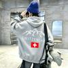 Neuestes Modell Alpine Mountain Schweizer Kreuz-Flaggenmuster Lässiges Langarm-Kapuzenshirt - Kinder Street Style Kapuzenoberteil