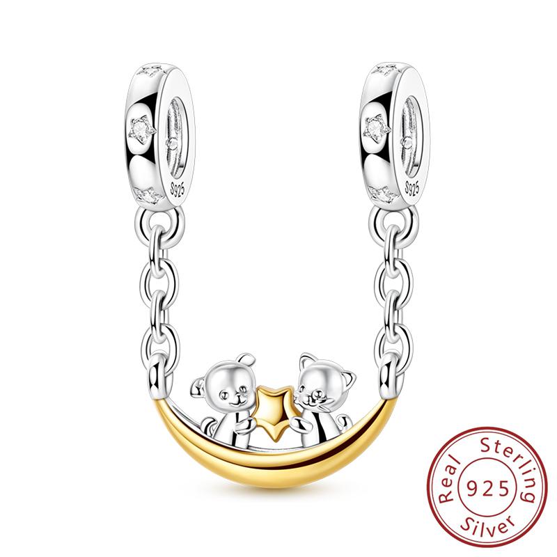 

New Charms Copper Moonship Stars Chain Pendant Charms Fit Original Charms Bracelets Beads Diy Jewerlry Accessories