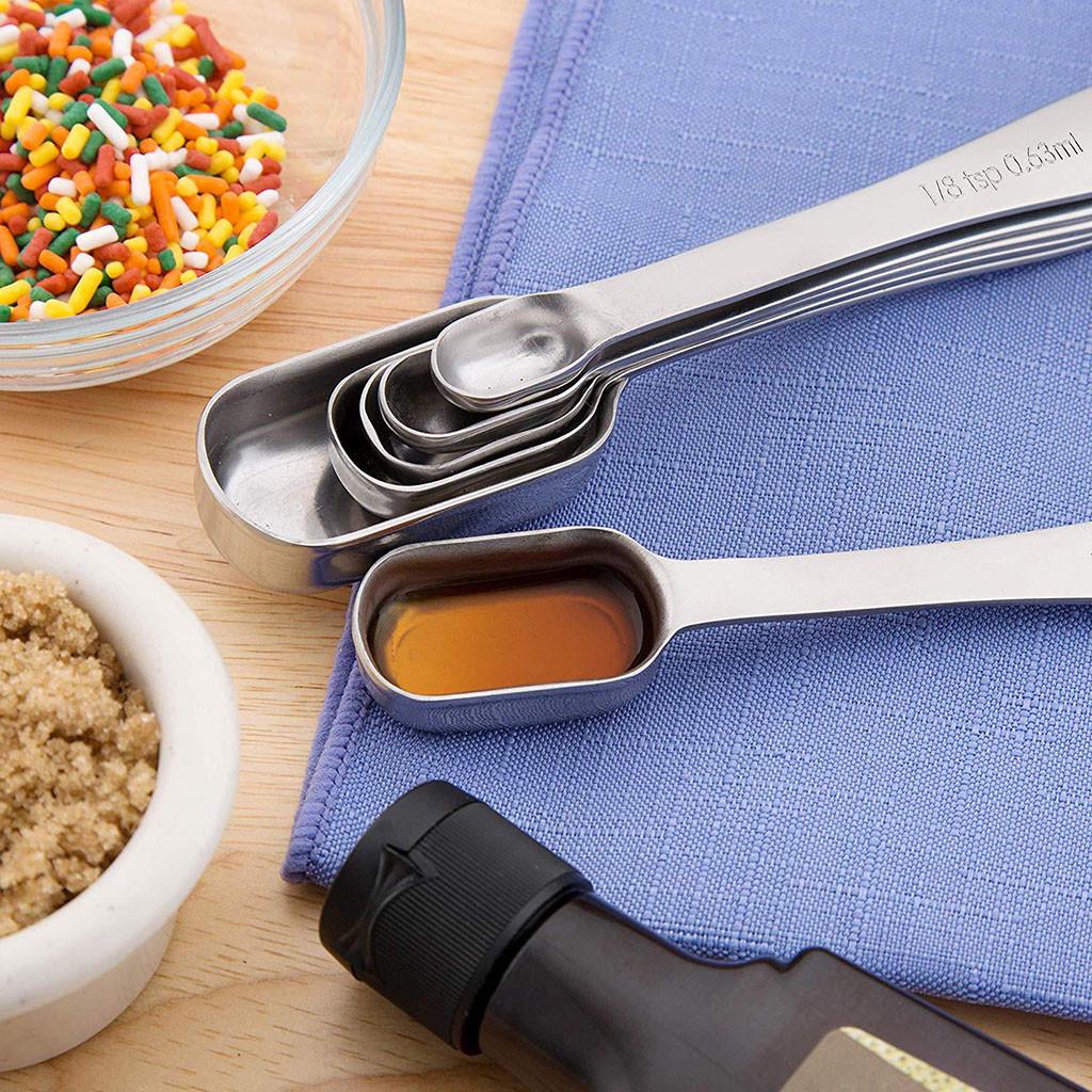 A Set Measuring Dry And Liquid Stainless Steel Measuring Spoon 6Pcs