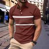 New Men's Casual POLO Shirt Summer Lapel Buttons Striped Casual Versatile T-shirt Tops